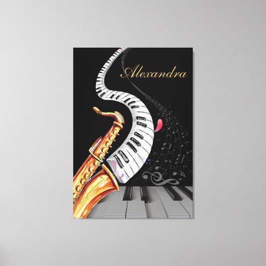 Saxophone Luxury Personalisiert Piano Musiknote Leinwanddruck (Vorderseite)