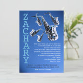 Saxophone Music Bar Mitzvah Einladung (Stehend Vorderseite)