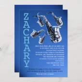 Saxophone Music Bar Mitzvah Einladung (Vorne/Hinten)