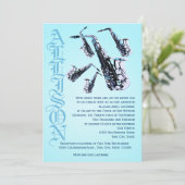 Saxophone Music Bat Mitzvah Einladung (Stehend Vorderseite)