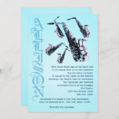 Saxophone Music Bat Mitzvah Einladung (Vorne/Hinten)