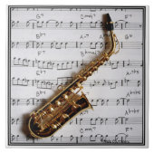 Saxophone Music Customizable Tile Fliese (Vorderseite)