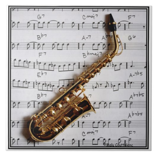 Saxophone Music Customizable Tile Fliese (Vorderseite)