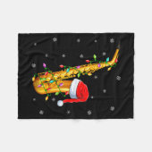 Saxophone Music Lover Xmas Lights Santa Saxophone Fleecedecke (Vorderseite (Horizontal))