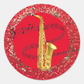 Saxophone Music Runder Aufkleber (Vorderseite)
