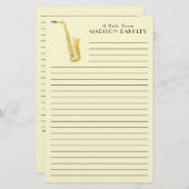 Saxophone Music Teacher Briefpapier (Vorne/Hinten)