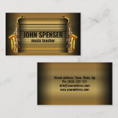 Saxophone Music Teacher Retro Business Card Visitenkarte (Vorne/Hinten)