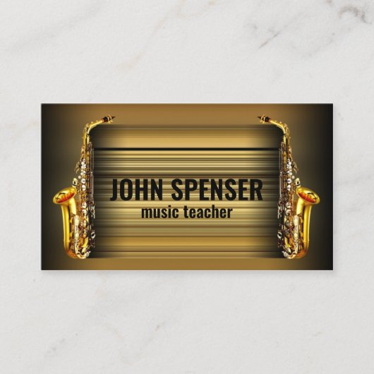 Saxophone Music Teacher Retro Business Card Visitenkarte (Vorderseite)