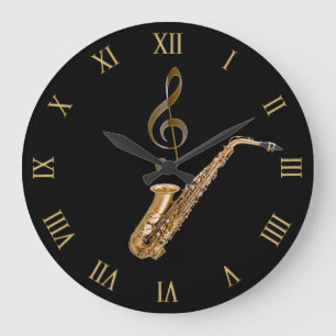 Saxophone Music-Themed Musician's Geschenk Große Wanduhr