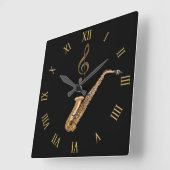 Saxophone Music-Themed Musician's Geschenk Quadratische Wanduhr (Winkel)