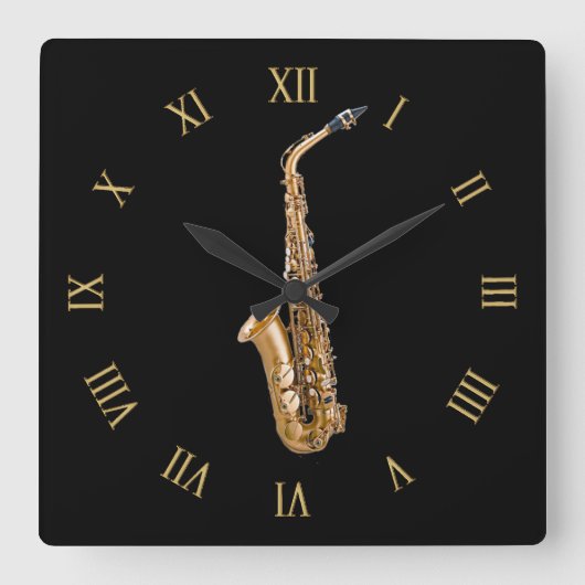 Saxophone Music-Themed Musician's Geschenk Quadratische Wanduhr (Vorderseite)
