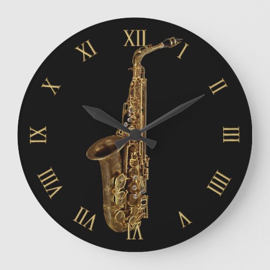 Saxophone Music-Themed Musician's Große Wanduhr (Vorderseite)