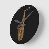 Saxophone Music Themed Wall Clock Runde Wanduhr (Winkel)