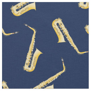 Saxophone Musical Musician Saal Dekoration Blau Stoff