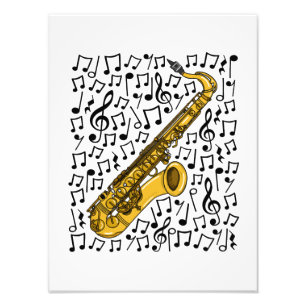 Saxophone Musical Notes, sächsische Musiklehrerin Fotodruck