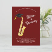 Saxophone Musician Graduation Party Music Einladung (Stehend Vorderseite)
