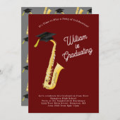 Saxophone Musician Graduation Party Music Einladung (Vorne/Hinten)