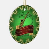 Saxophone ~ Musikalische Scroll ~ Frohe Weihnachte Keramik Ornament (Rechts)