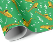 Saxophone Musiknote Pattern Geschenkpapier (Rolleneckpunkt)