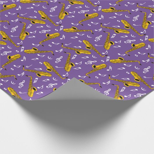 Saxophone Musiknote Pattern Geschenkpapier (Ecke)