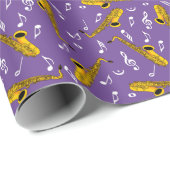 Saxophone Musiknote Pattern Geschenkpapier (Rolleneckpunkt)