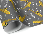 Saxophone Musiknote Pattern Geschenkpapier (Rolleneckpunkt)