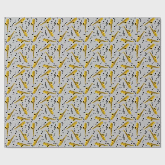 Saxophone Musiknote Pattern Geschenkpapier (Flach)