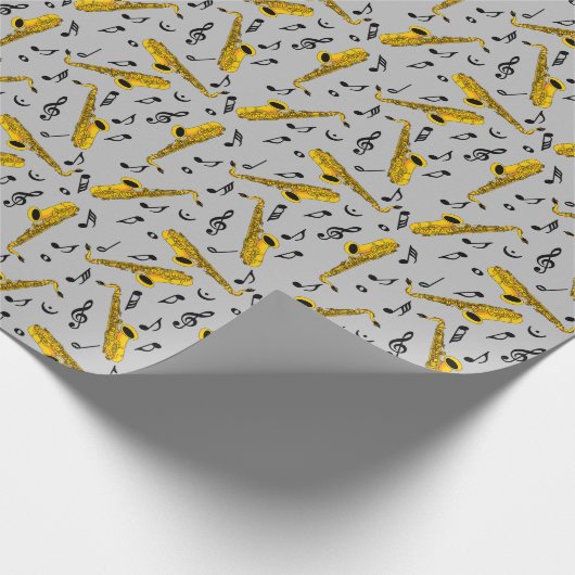 Saxophone Musiknote Pattern Geschenkpapier (Ecke)