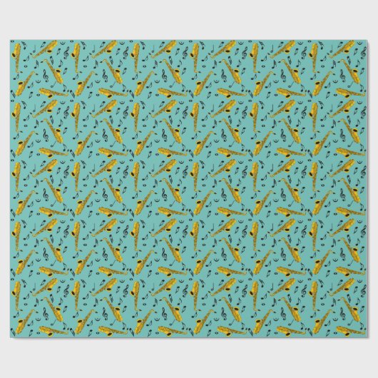 Saxophone Musiknote Pattern Geschenkpapier (Flach)
