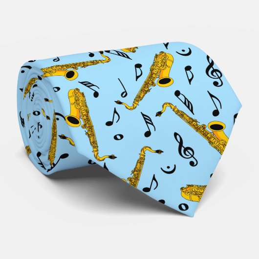 Saxophone Musiknote Pattern Krawatte (Gerollt)