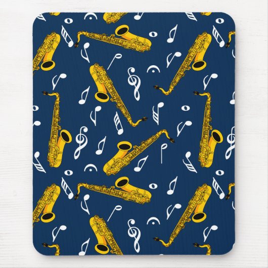 Saxophone Musiknote Pattern Mousepad (Vorne)