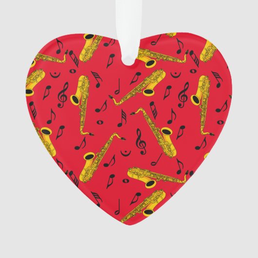 Saxophone Musiknote Pattern Ornament (Vorderseite)