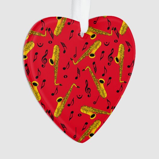 Saxophone Musiknote Pattern Ornament (Vorderseite)