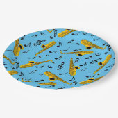 Saxophone Musiknote Pattern Pappteller (Schrägansicht)