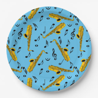 Saxophone Musiknote Pattern Pappteller