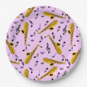 Saxophone Musiknote Pattern Pappteller (Vorderseite)
