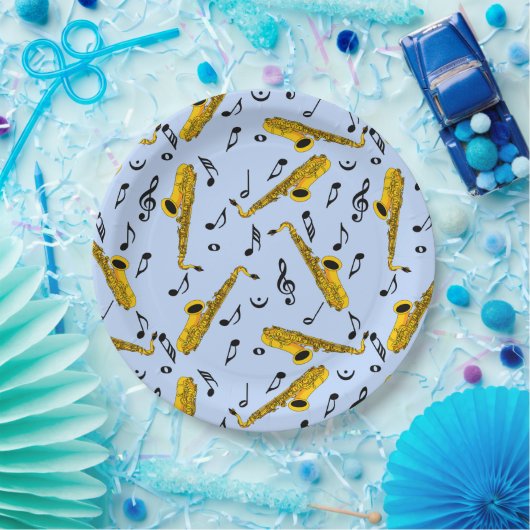 Saxophone Musiknote Pattern Pappteller (Party)