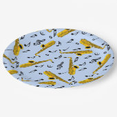 Saxophone Musiknote Pattern Pappteller (Schrägansicht)