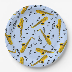 Saxophone Musiknote Pattern Pappteller