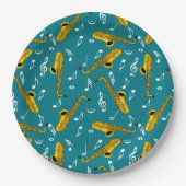 Saxophone Musiknote Pattern Pappteller (Vorderseite)
