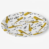 Saxophone Musiknote Pattern Pappteller (Schrägansicht)