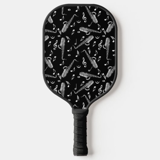 Saxophone Musiknote Pattern Pickleball Schläger (Vorderseite)