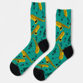 Saxophone Musiknote Pattern Socken (Linkes Detail)