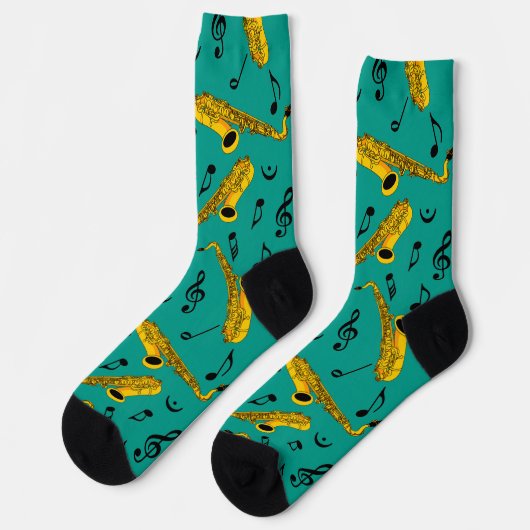 Saxophone Musiknote Pattern Socken (Linkes Detail)