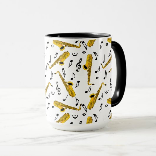 Saxophone Musiknote Pattern Tasse (VorderseiteRechts)