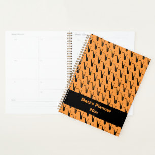 Saxophone Musiknoten Personalisiert Orange Planer