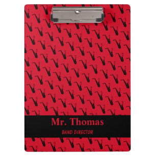 Saxophone Musiknoten Personalisiert Red Klemmbrett