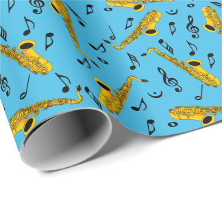 Saxophone Musiknoten Wrapping Paper Geschenkpapier