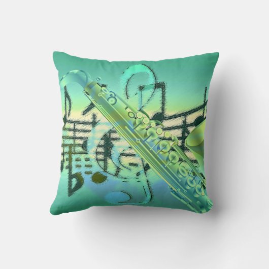 Saxophone Pastel Abstract Design Kissen (Rückseite)