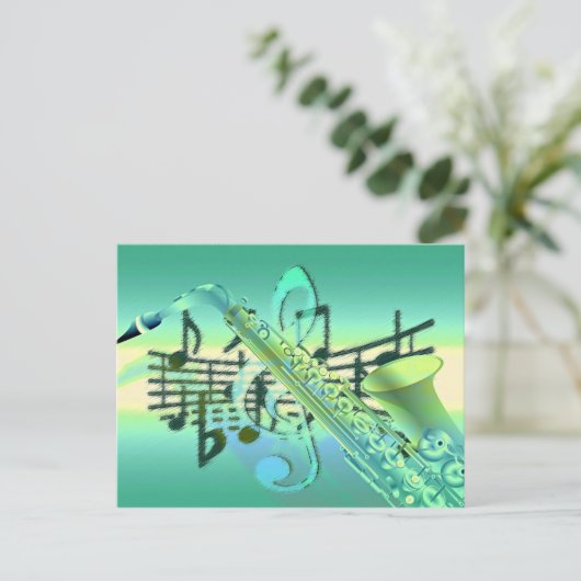 Saxophone Pastel Abstract Design Postkarte (Stehend Vorderseite)